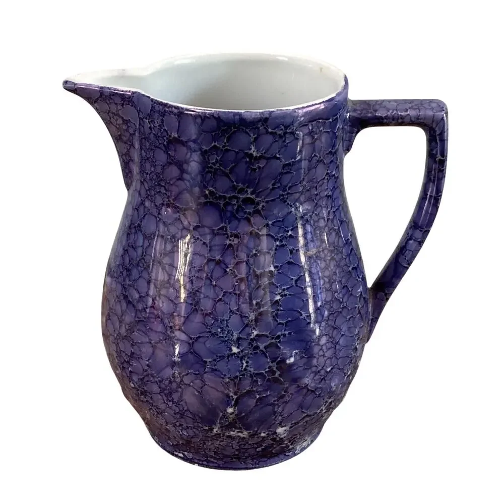 Vintage Retsch Co RCW Blue Iridescent Pitcher Wunsiedel Bavaria Germany